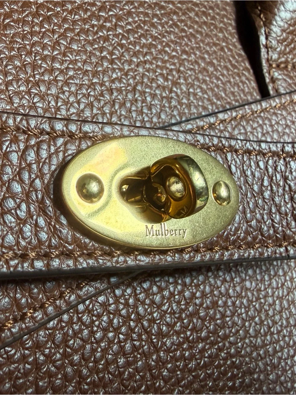 Mulberry Brown Pebbled Leather Small Bayswater Tote Purse